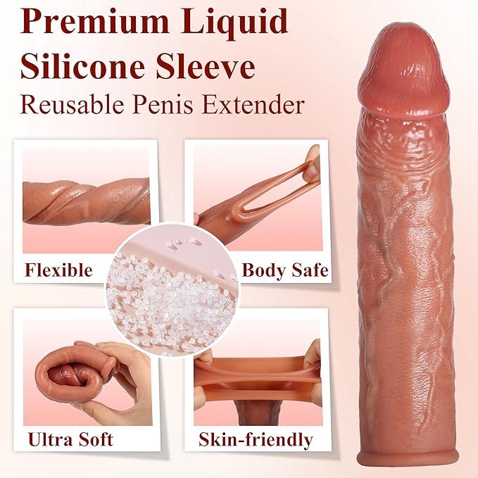 Premium 6-Inch Silicone Sleeve Extender with Comfort Ring | Reusable Men's Wellness Sleeve